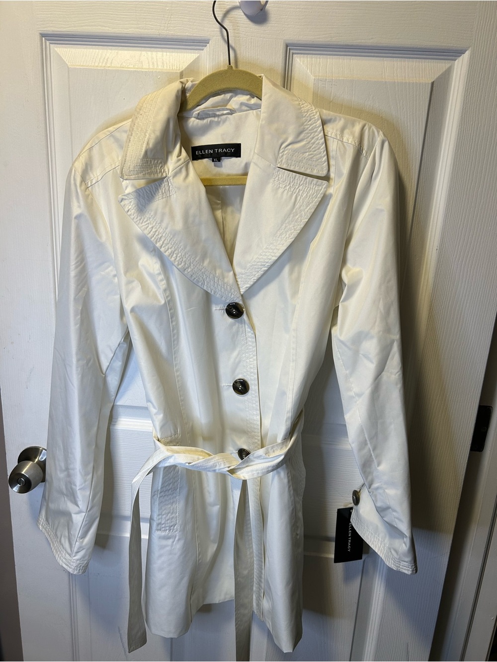 Ellen Tracy Trench Jacket White XL NWT